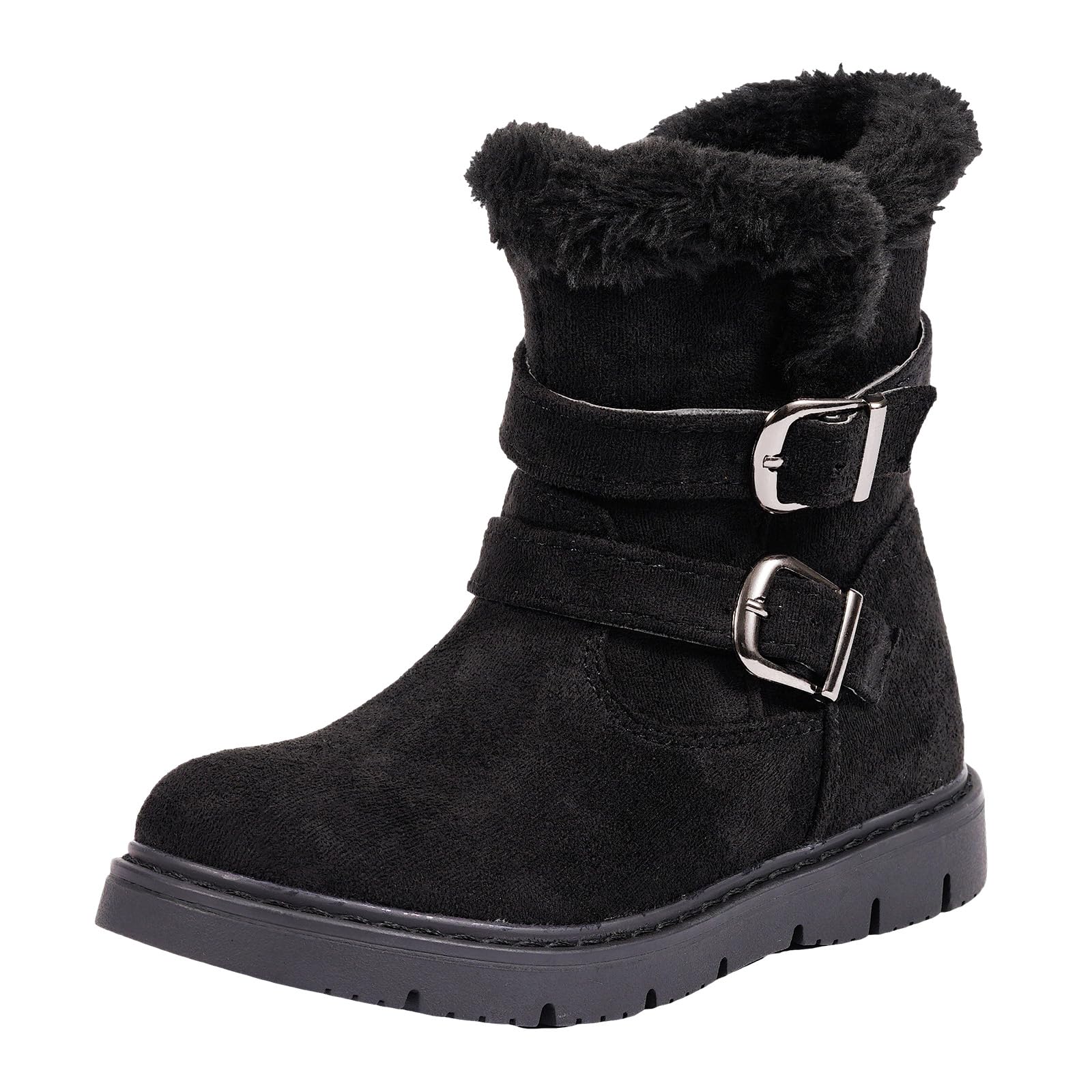 TZJS Girls Warm Winter Boots Kids Fashion Faux Fur Lined Snow Boot Side Zipper Lightweight Durable Outdoor Walking Shoes for Toddler/Little Kid