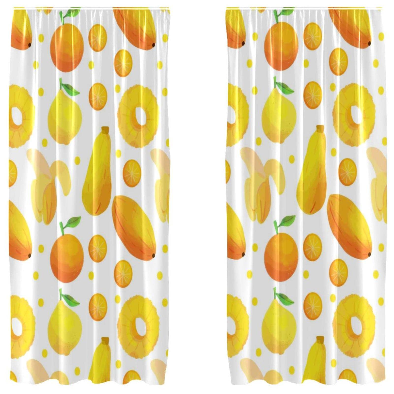 Cortinas de panel de 55 x 84 pulgadas ligeras con bolsillo para barra y estampado de frutas juego