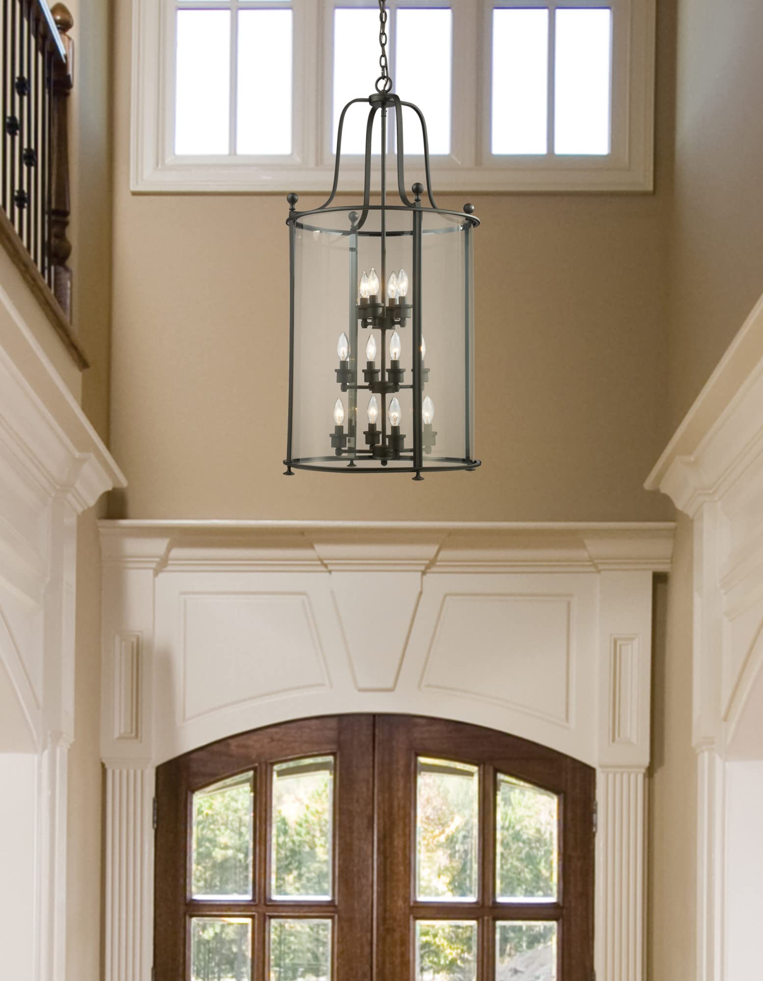 Z-Lite 191-3 Brushed Nickel Finish 3-Light Pendant, Clear