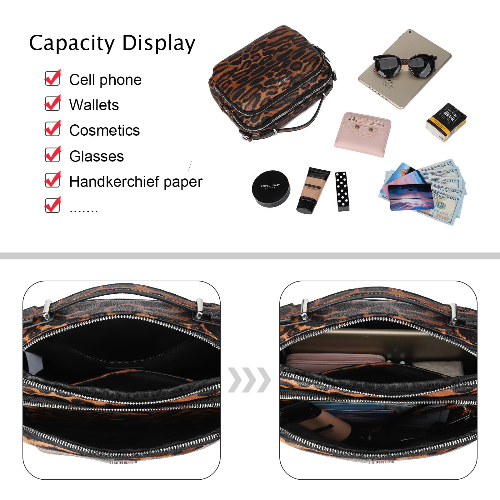 Gladdon Piccola Borsa a Tracolla Donna, Crossbody Bag con 3 Scomparti Capienti, Borsa Mano PU Pelle Sintetica, Borsetta Moda Borse Spalla con Tracolla Regolabile e Rimovibile…Leopardo