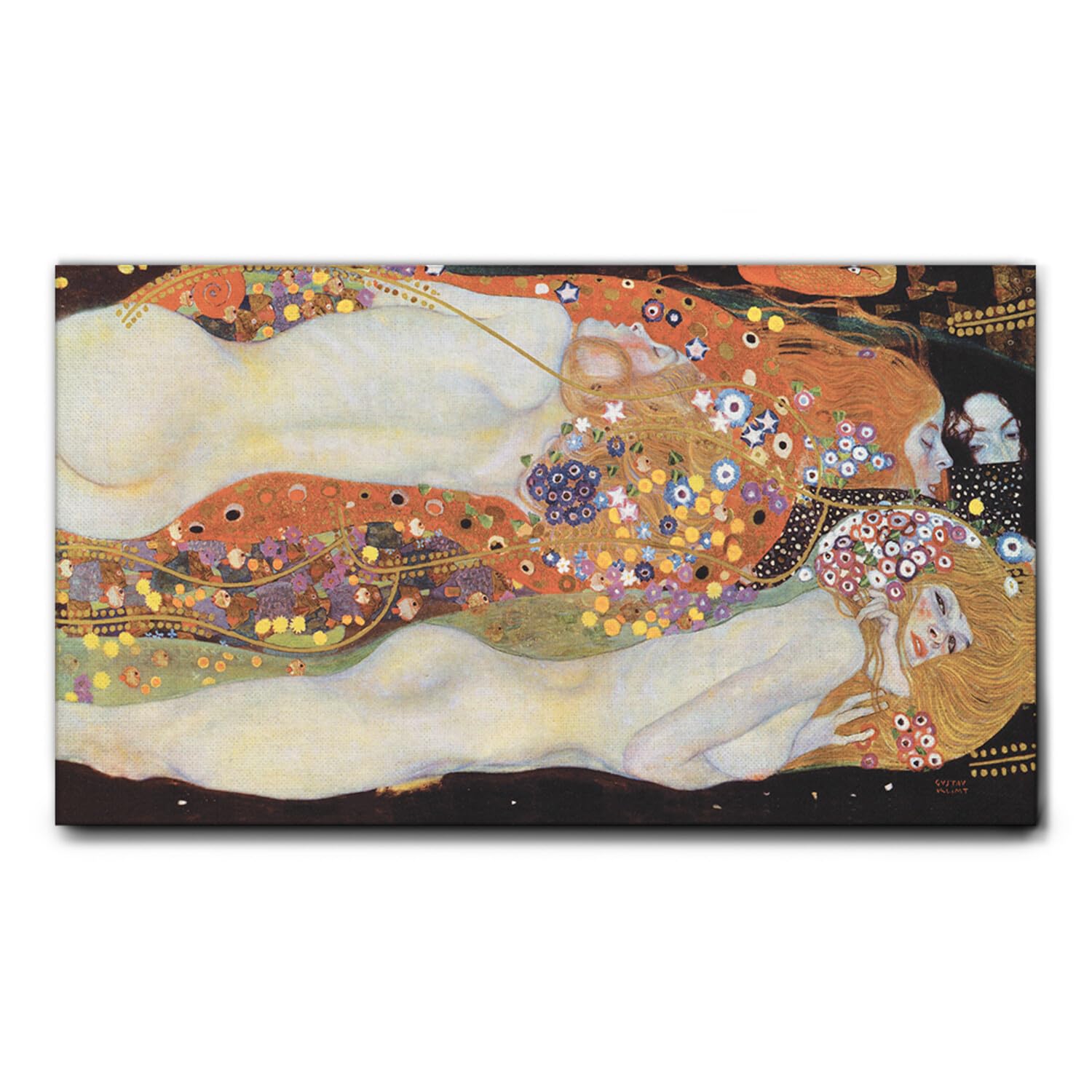 Giallobus - Quadro - Gustav Klimt - Bisce d'acqua - Tela Canvas Telaio Standard - 140x80 - Pronto da appendere - Quadri moderni per la casa