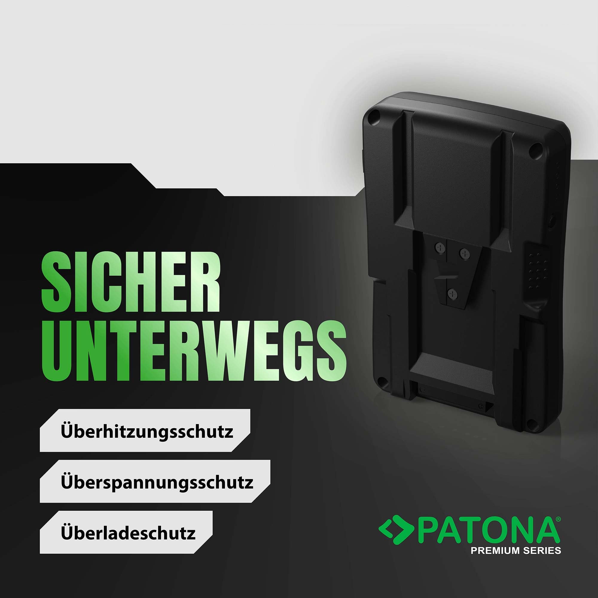 PATONA Premium BP-95W V-Mount Akku 6600mAh 95Wh 14,4V mit D-Tap & USB-Ausgang – für Sony Broadcast DSR-250P 600P 650P 652P, HDW-800P, PDW-850 – Dauerstrom für Drehs mit LED-Ladeanzeige