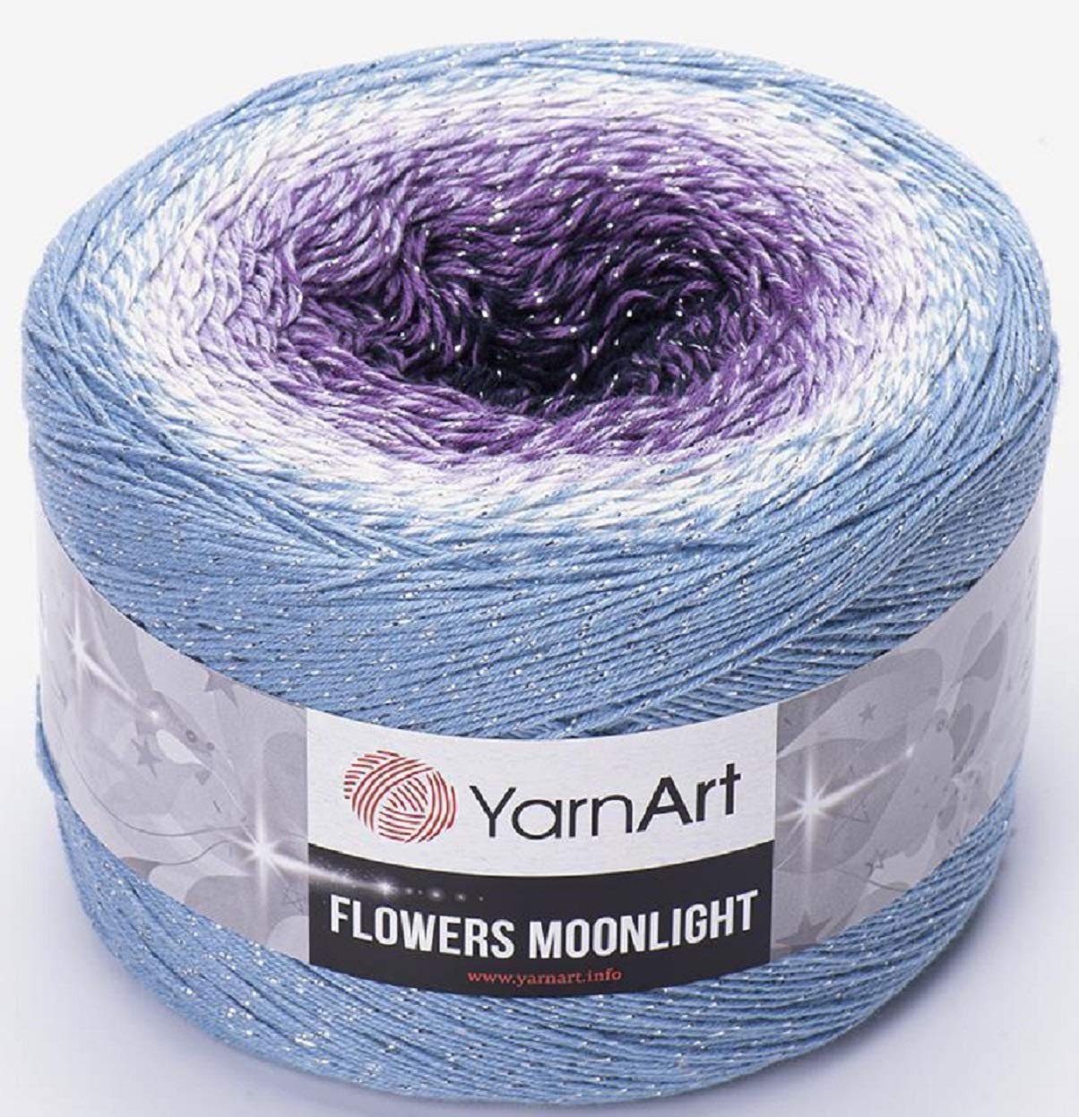 Flowers Moonlight Glitter Cotton Weight 9.17oz Length 1093 Yards Rainbow Crochet, Metallic Lurex Handknit Shiny, Silvery Cake, Multicolor Cotton,Rainbow Crochet (3264)