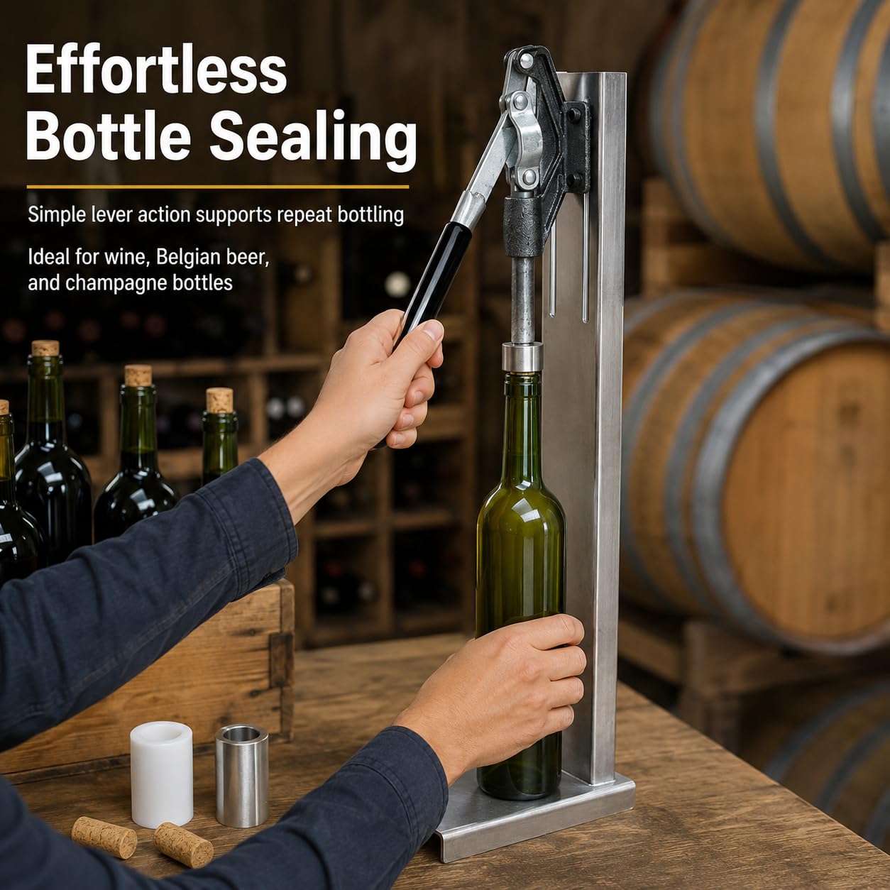 Tappatrice per Bottiglie di Vino, 300 Bottiglie/Ora, Tappi da 20-22 mm