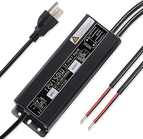 SUNVIE Controlador LED de 150 W, fuente de alimentación LED IP67 impermeable de 12 V, controlador LED de voltaje constante, fuente de alimentación