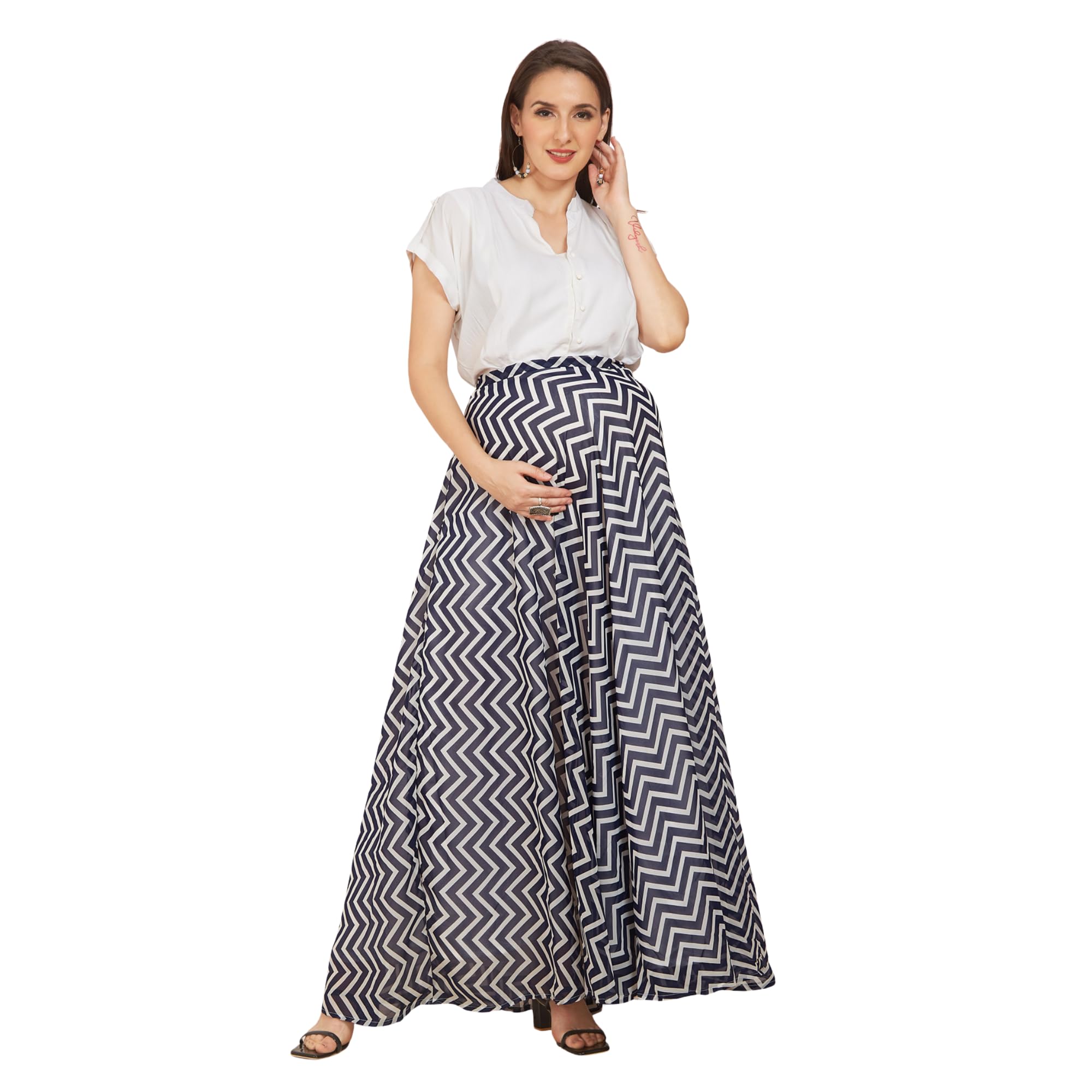 Navy Blue Rayon Maternity Dress-picture-48