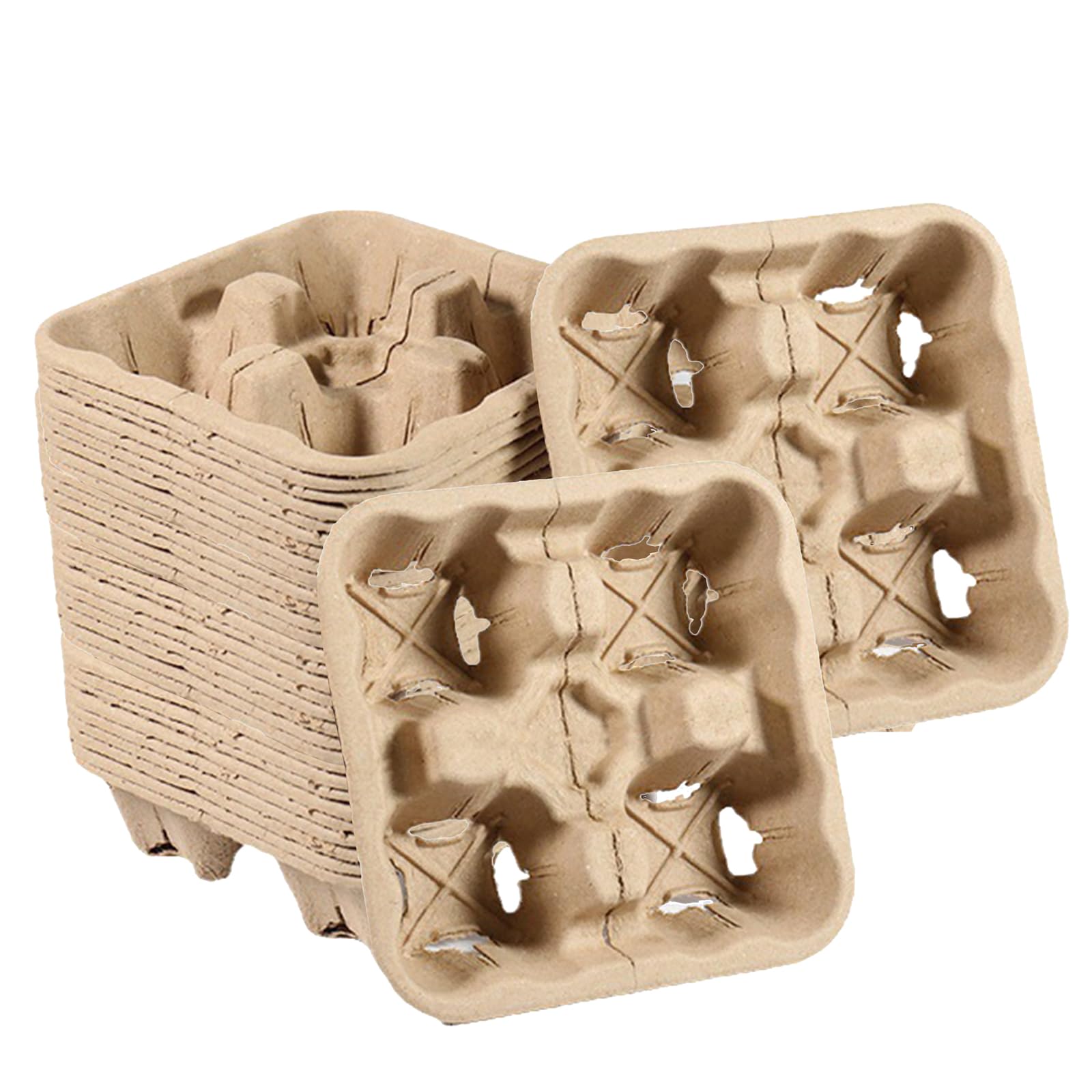 50 Stück 4 Tassen Getränkehalter Tragetablett Becherhalter 19x19x4,5 cm Einweg Getränketrägertabletts Tragbarer Getränketräger für kalte und heiße Getränke