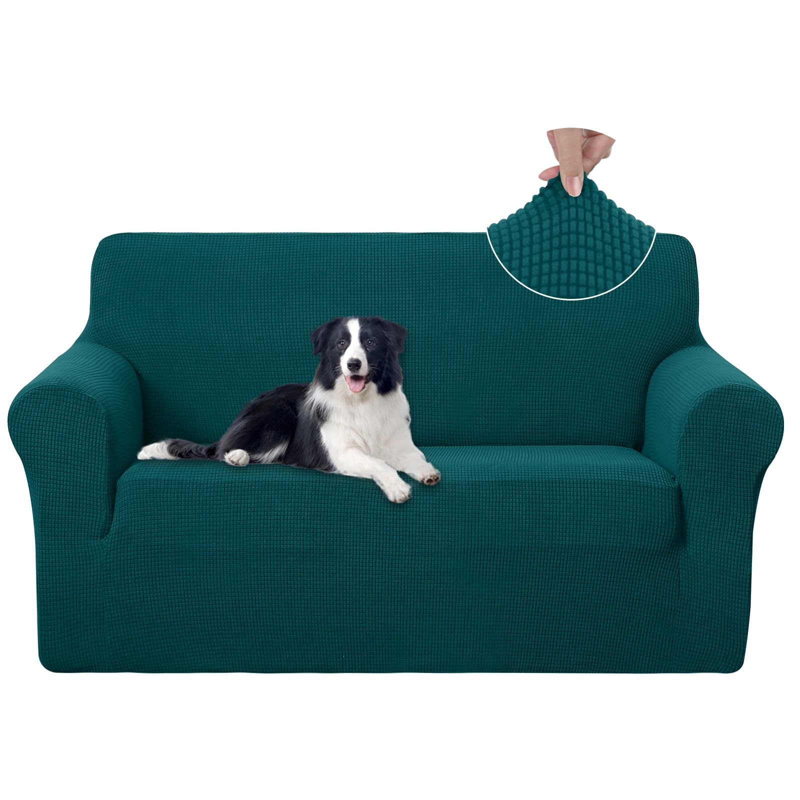 U-NICE HOME Loveseat Cover Stretch Couch Cover Sofa Cover Sofa Slipcover Furniture Protector for 2 Cushion Couch Sofa Pet Friendly(Loveseat, Blue)