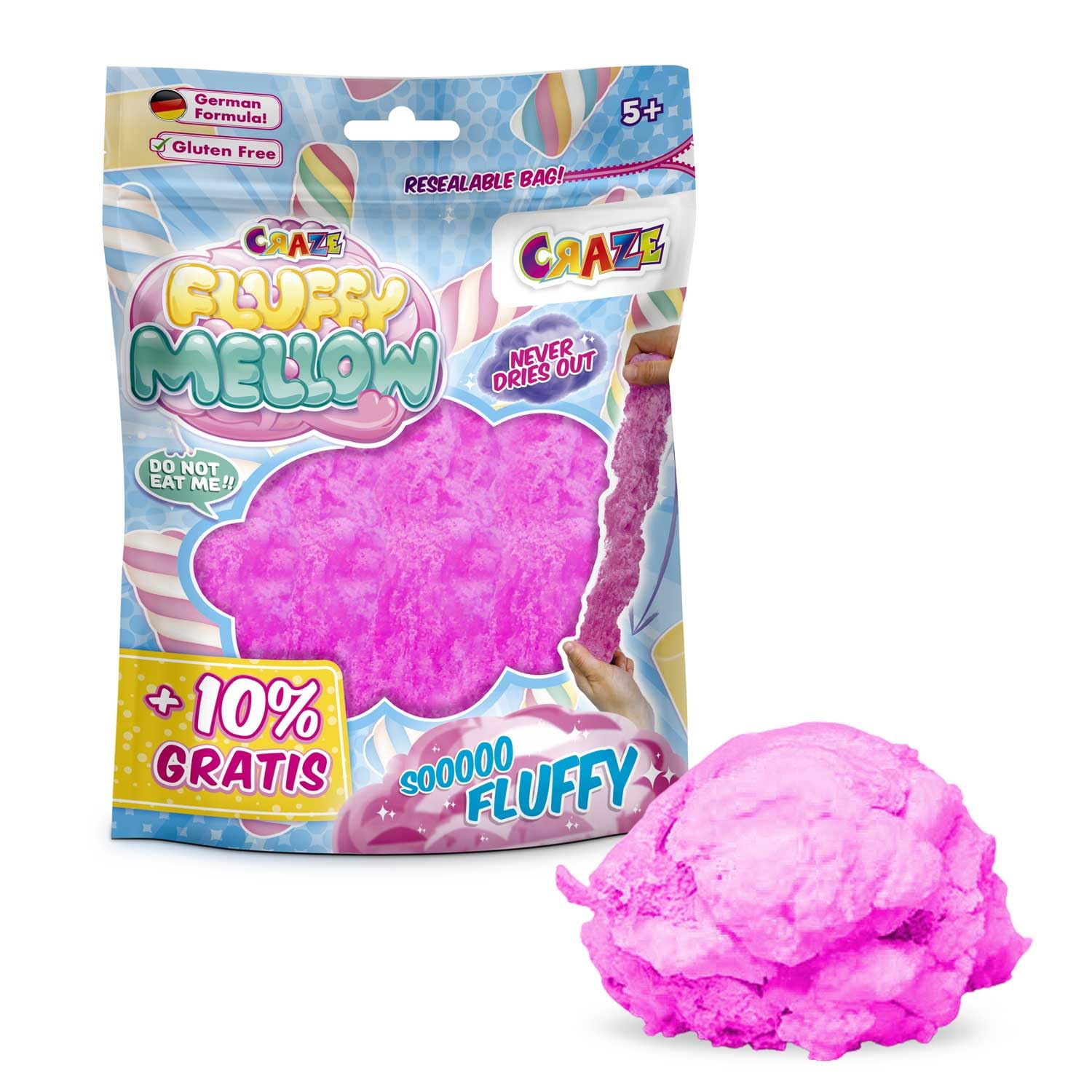 CRAZE Fluffy Mellow puszysty Slime, miękki i łatwy do rozciągnięcia, zabawka przeciwstresowa w torbie 25 g, rzemiosło dla dzieci, różne 4 kolory