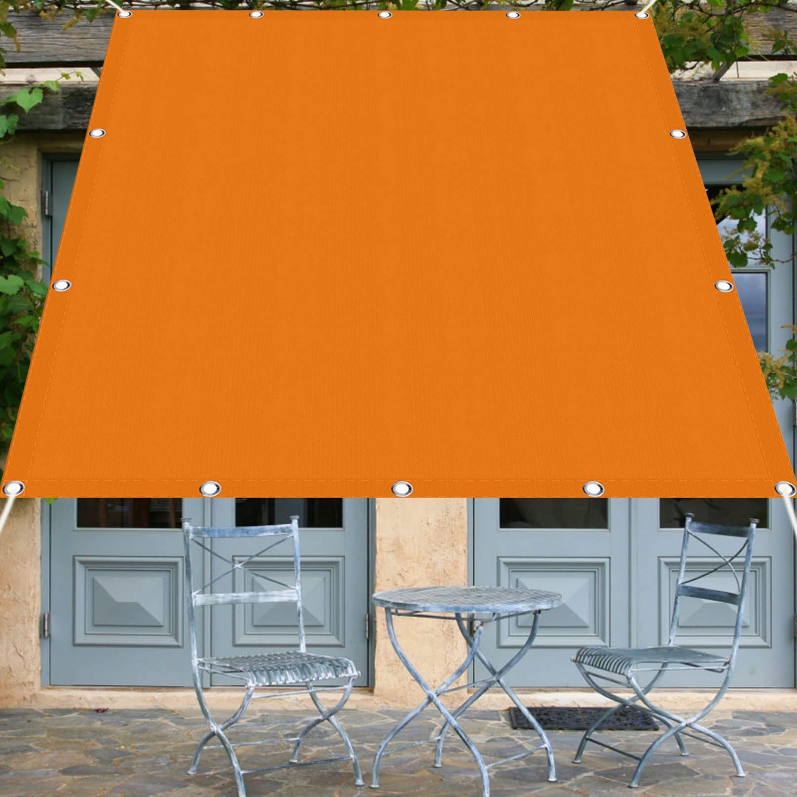 Zonne Zeil Tuinluifel 1 x 4 m Waterdicht,Zonwerend Uv-Bescherming Waterdichte Zonwering Zonnezeil Tuin met Oogjes Voor Outdoor Activiteiten, Zand geel