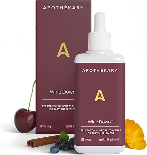 Miniatura 9 de Apothékary Wine Down Suplemento de hierbas, tintura alternativa de vino tinto sin alcohol, sin azúcar, sin gluten, vegano, 30 porciones, 1.26 onzas