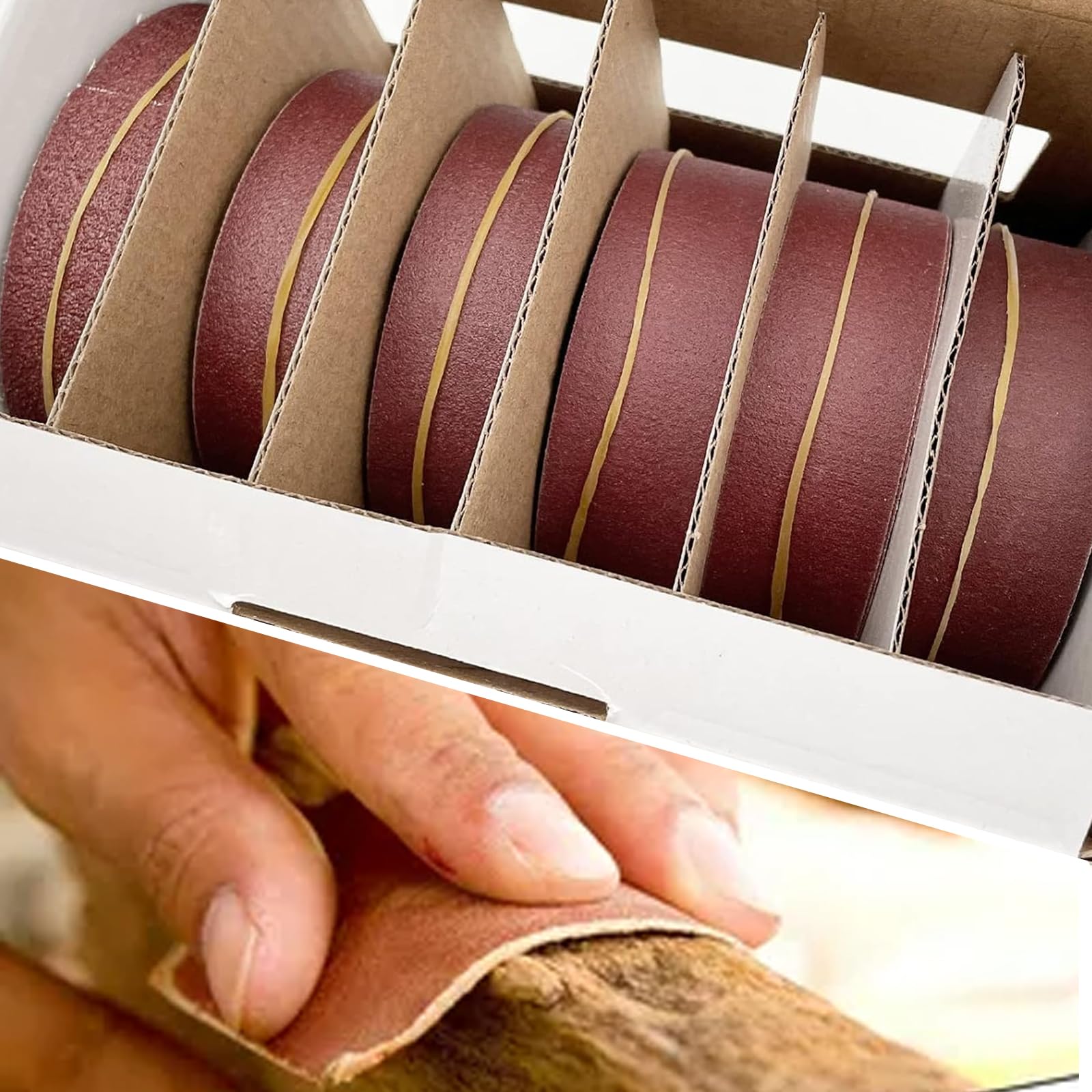 6 rollos de papel de lija, 6 m x 25 mm, 80/150/240/320/400/600 en diferentes granos, juego de papel de lija para madera, metal, muebles, pintura, paneles de yeso
