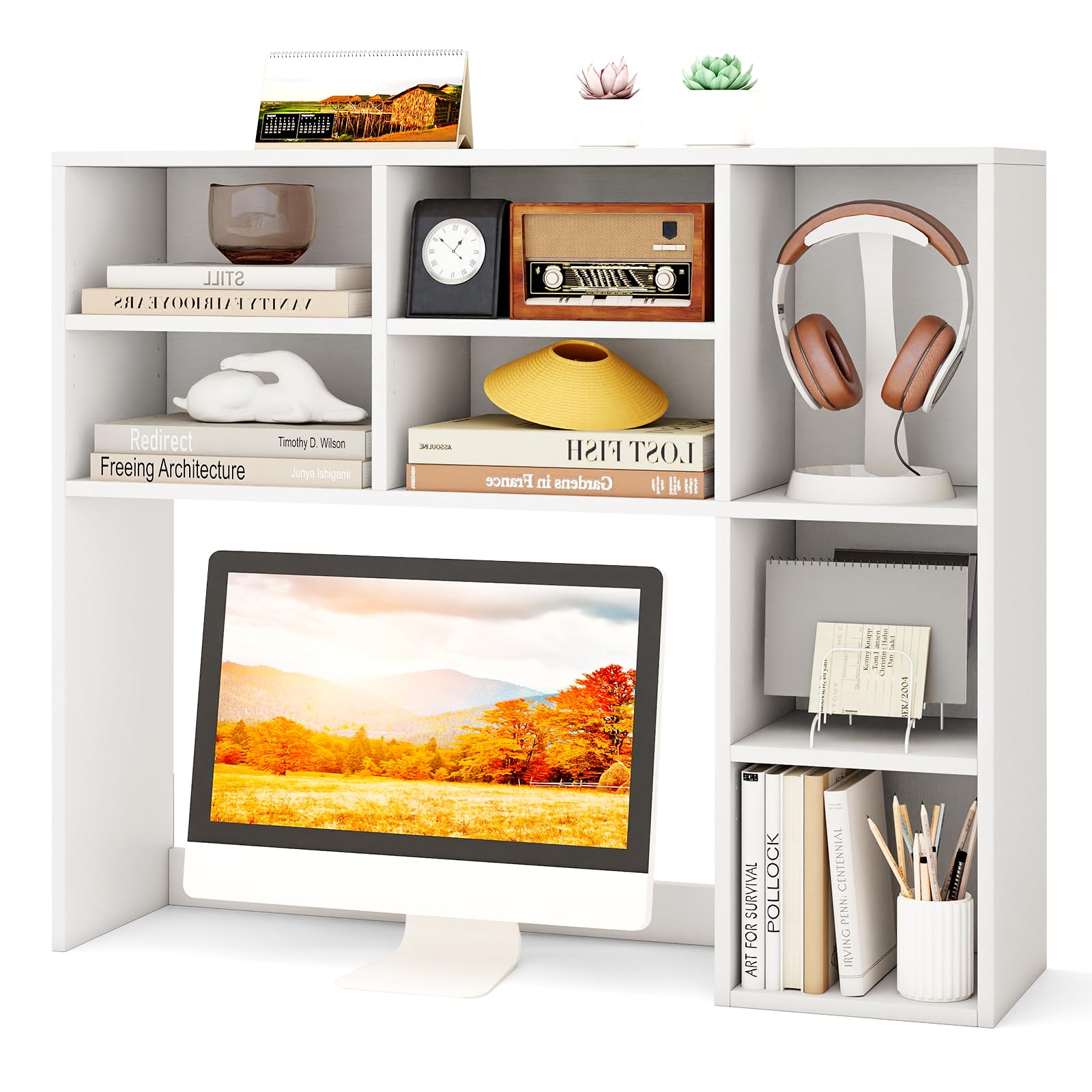 Tangkula 7-Cube Desktop Hutch with Adjustable Shelves