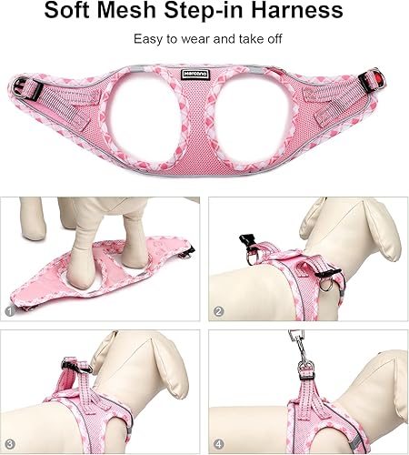 Miniatura 7 de Mercano Juego de arnés y correa de malla suave para perro, reflectante, transpirable, ligero, no asfixia, chaleco para caminar fácil a prueba de