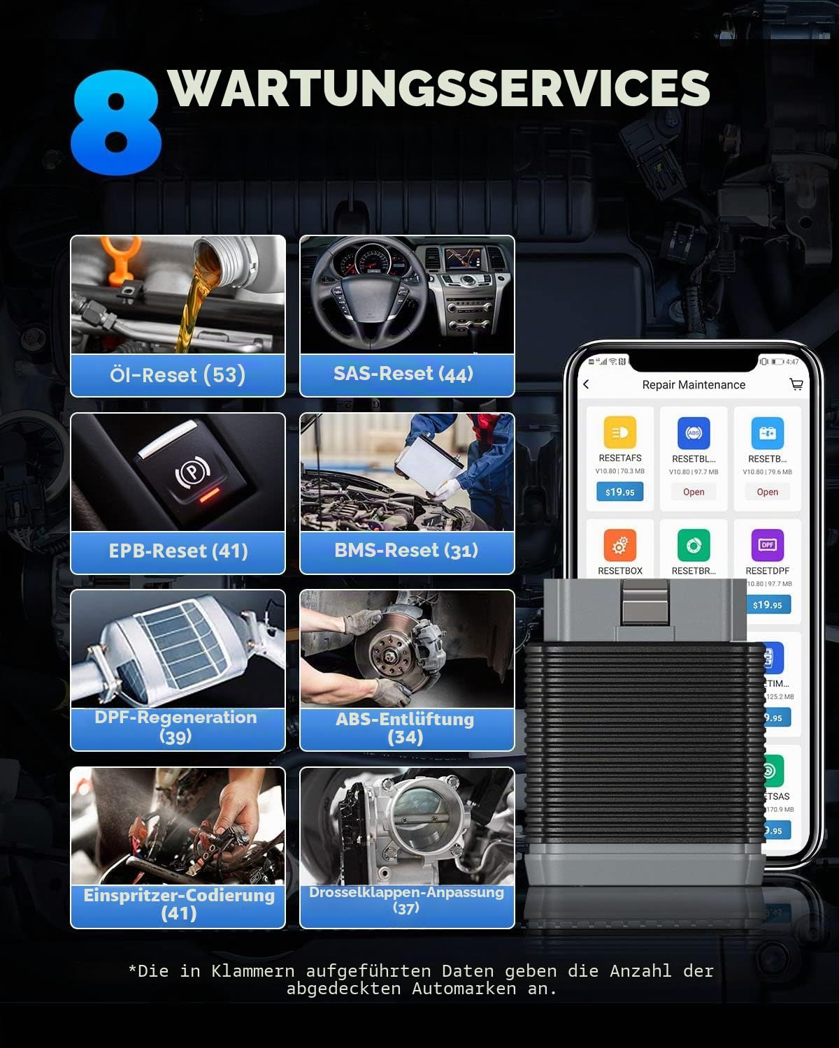 TOPDON OBD2 Bluetooth, SmartDiag Mini Diagnosegerät Auto, OBD-II Diagnosewerkzeuge Fehlercode Auslesegerät mit Allen Systemdiagnosen, 8 Zurücksetzen/Reset Funktionen, IOS/Android Unterstützen