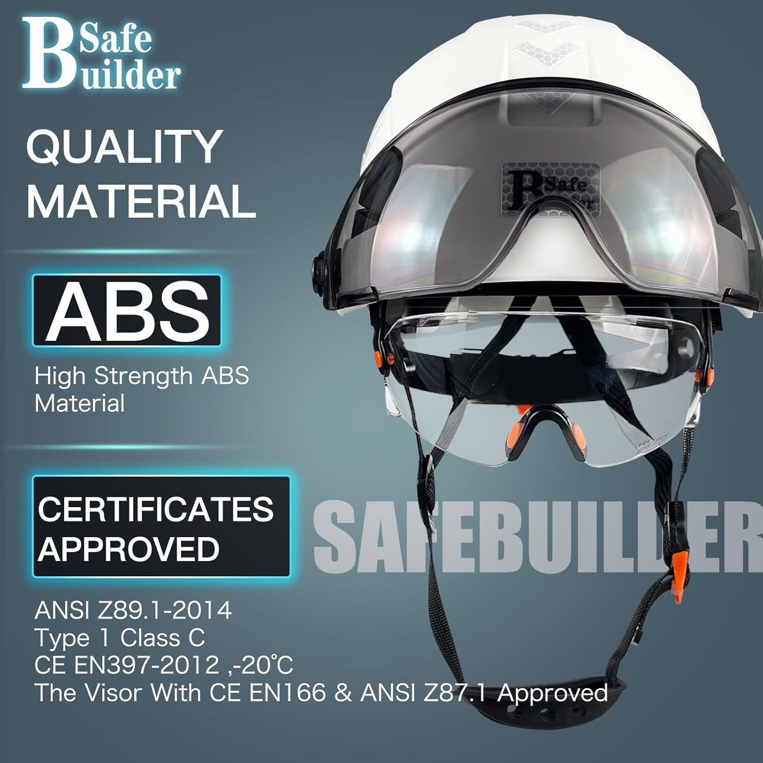 Construction Safety Helmet with Build-in Visor ABS Hard Hat with Visor Adjustable Ventilation Hardhats Work Head Protection ANSI/ISEA Z89.1 - Image 3