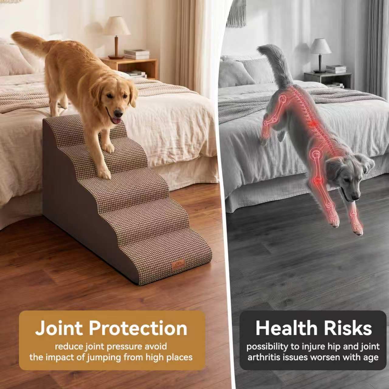 Zerbuger Rampa y escalera para perros para cama de 16 pulgadas de alto a 22