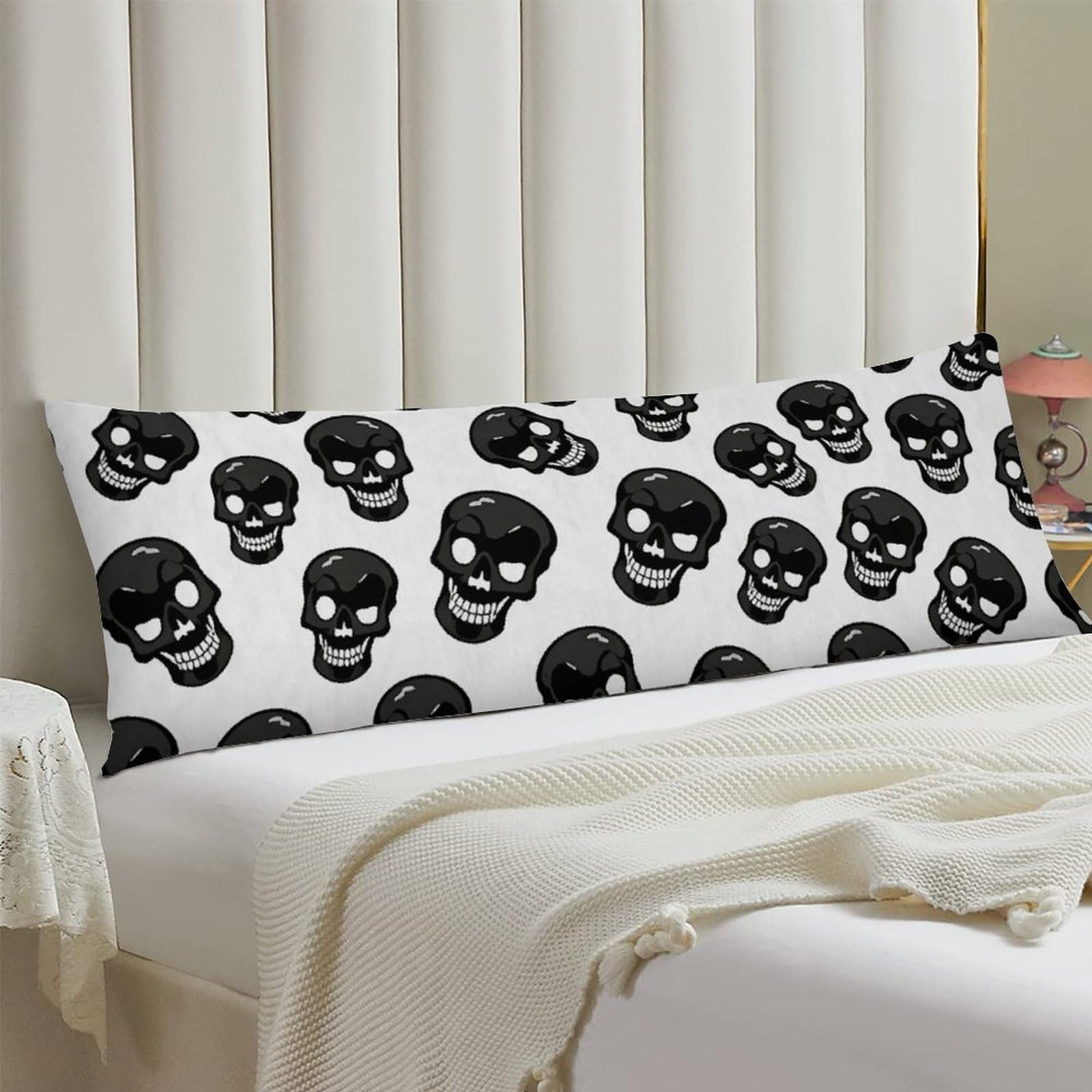 Body Pillow Cover 20x54 Long Pillow Case with Invisible Zipper Breathable Microfiber Skull Pillowcase Soft Cozy Protector for Bedroom Couch Sofa Bed Home Decor All Seasons