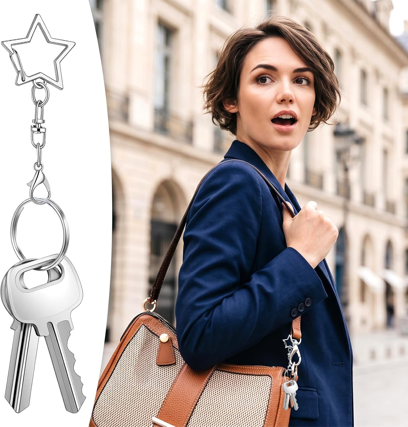 200 Pcs Star Keychain Clip Bulk, Silver Zinc Alloy Star Keychain Clasps with Swivel Snap Hook and Open Jump Rings for DIY Crafts Jewelry Making Keychains Accessories
