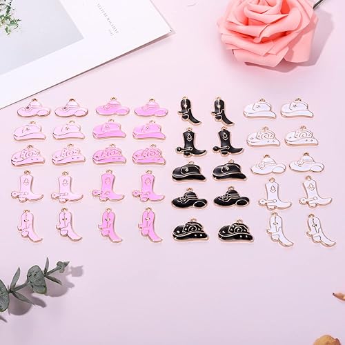 Miniatura 2 de NVENF 36 dijes para botas de vaquero para hacer joyas, esmalte de vaquera occidental, sombrero de bota, dijes para collares, pulseras, aretes,