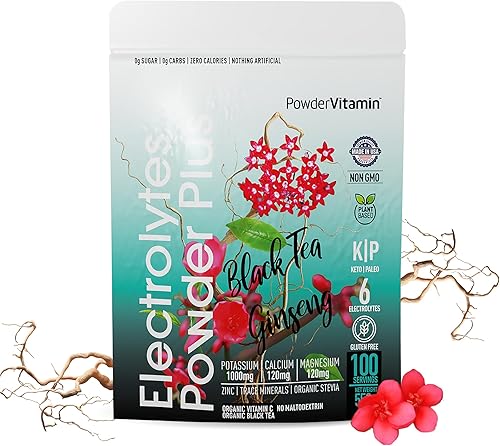 Miniatura 25 de Polvo de Electrolitos Plus (50 porciones), 0 calorías Keto, 0 azúcar, sin maltodextrina, 1000 mg de potasio, 120 mg de calcio, 120 mg de magnesio