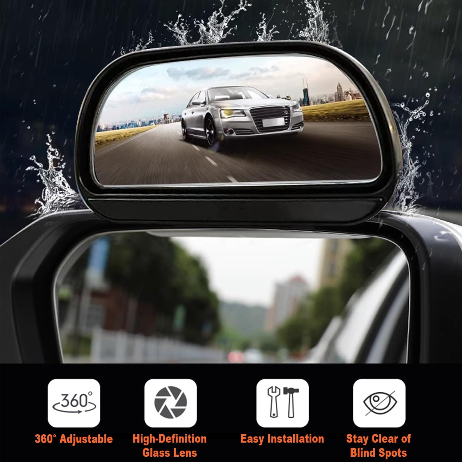 MACHSWON Blind Spot Car Mirror, Vehicle Adjustable 360 ° Rotation Auxiliary Convex Wide Angle, Auto Snap Way Clip On Side Rearview Mirror Universal for Car Truck SUV