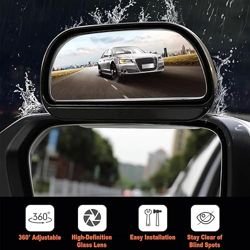 Miniatura 2 de MACHSWON Espejo de coche de punto ciego, rotación de 360  ajustable, convexo auxiliar gran angular, clip de forma automática a presión en el espejo