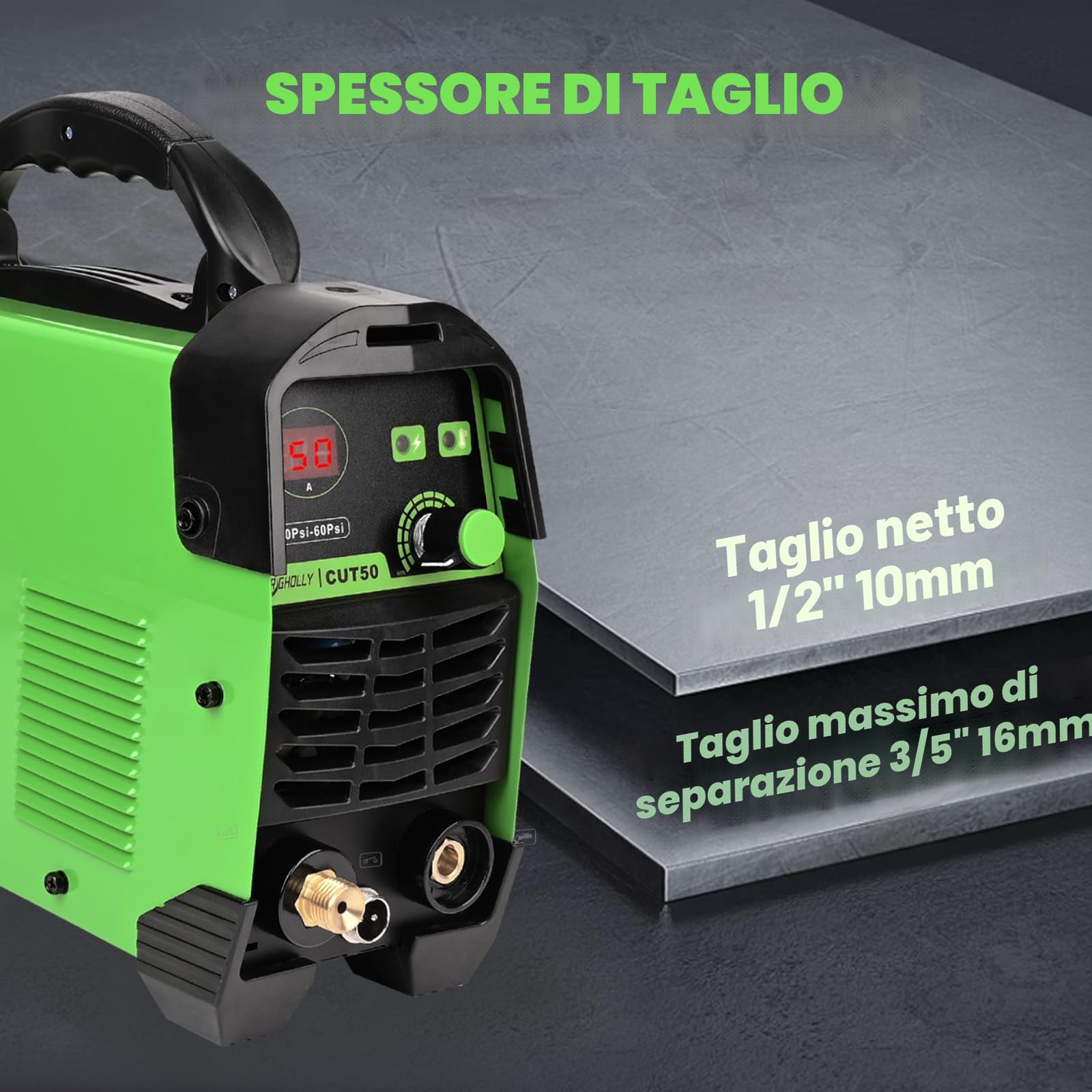 Taglio Plasma 50A, 240V, ad Alta Frequenza, IGBT Inverter per il Taglio del Metallo con Plasma, Spessore Massimo di Taglio 16 mm, CUT50 per Principianti e Fai da Te
