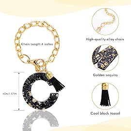 Letter Charm Accessories for Stanley Cup 1 PCS Cute Initial Keychain Handle Charm for Stanley Tumbler for Women Black Letter C