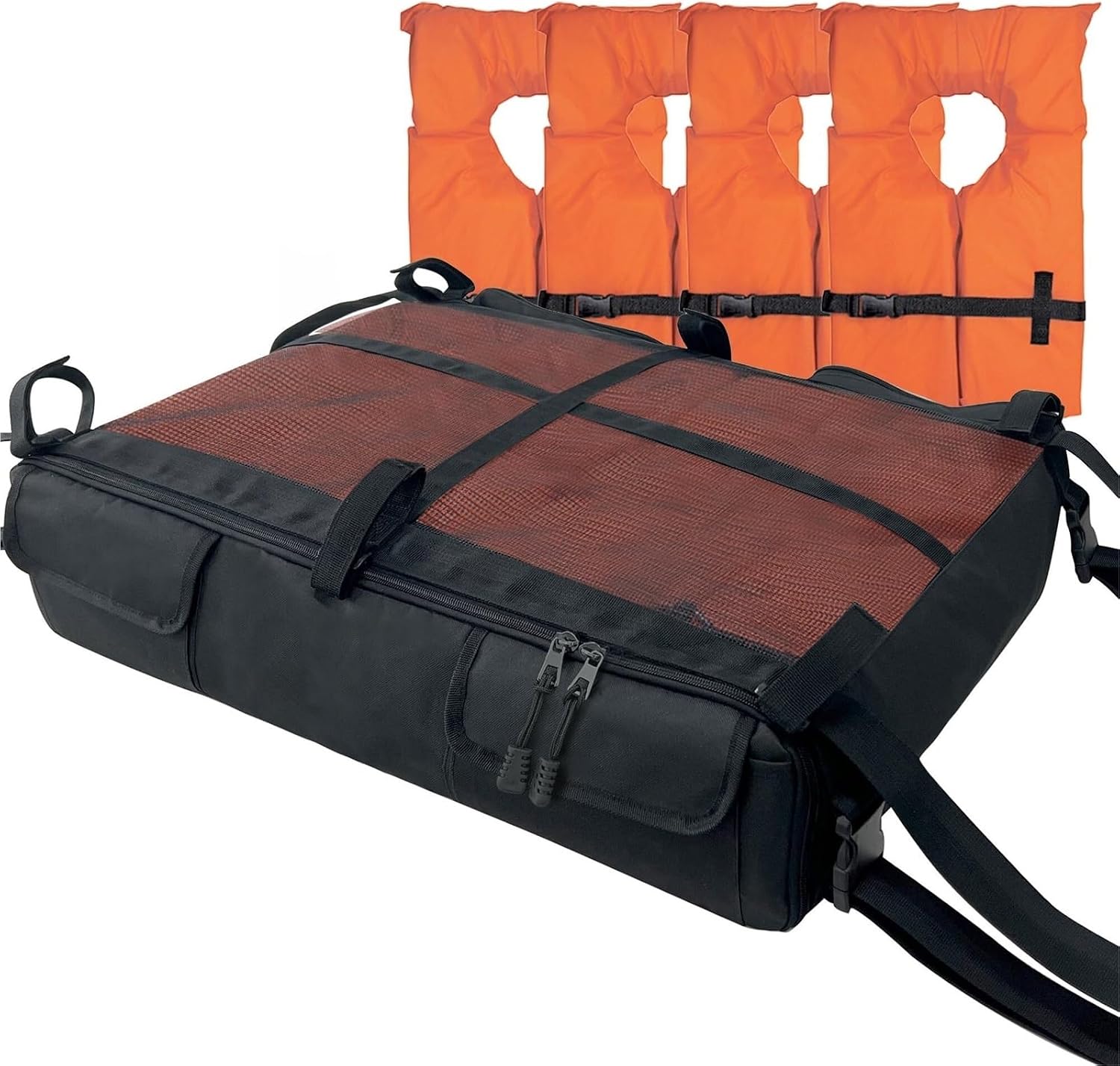 Life Jacket Storage Bag, PFD Holder, T-Top Bag, Boat Life Vest Organizer, Marine Grade Storage, Center Console Accessories, Water Resistant Gear Bag.