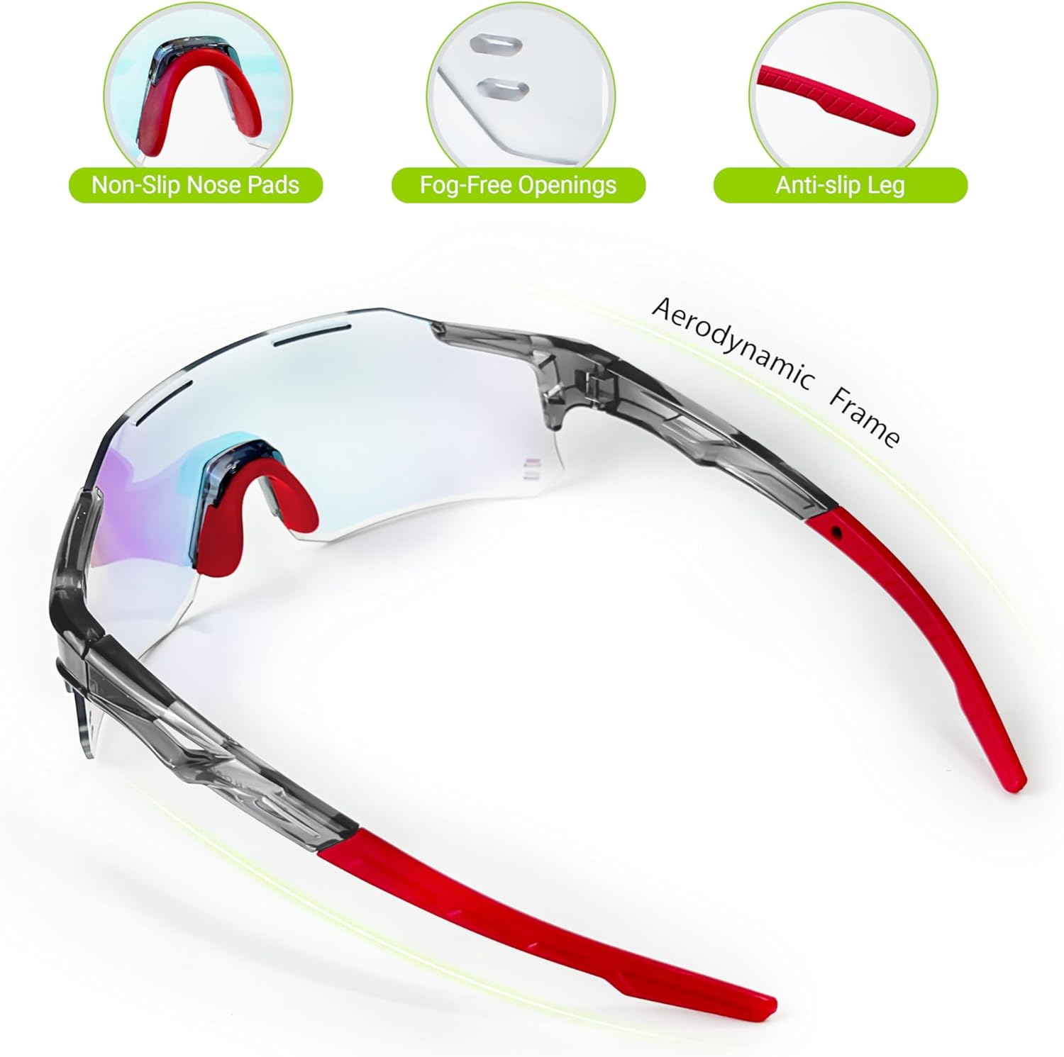 Photochromic Cycling Glasses for Men & Women – UV400 Mountain Bike Sunglasses, Sports Goggles for Outdoor Riding - Image 4