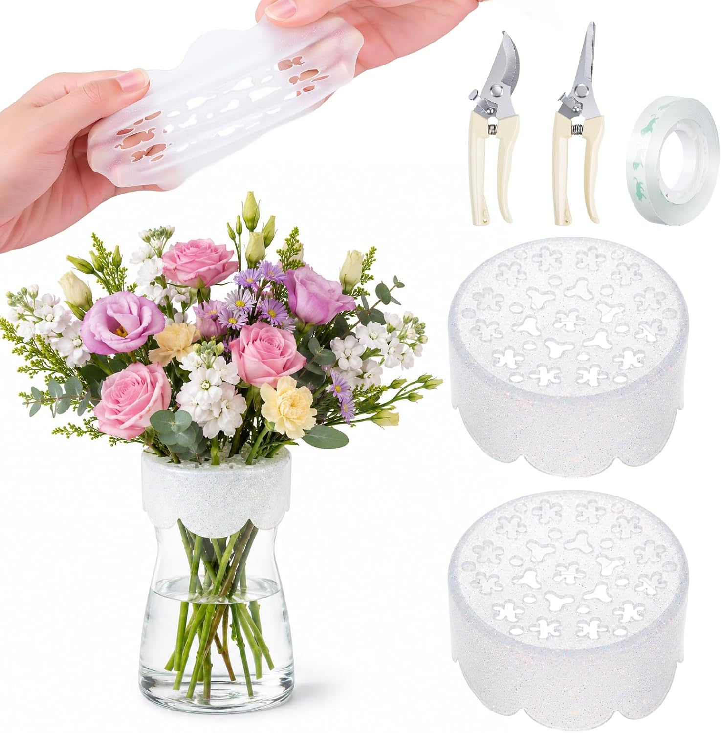Myfivo Silicone Flower Arranging Grid - 2Pack Flower Grid