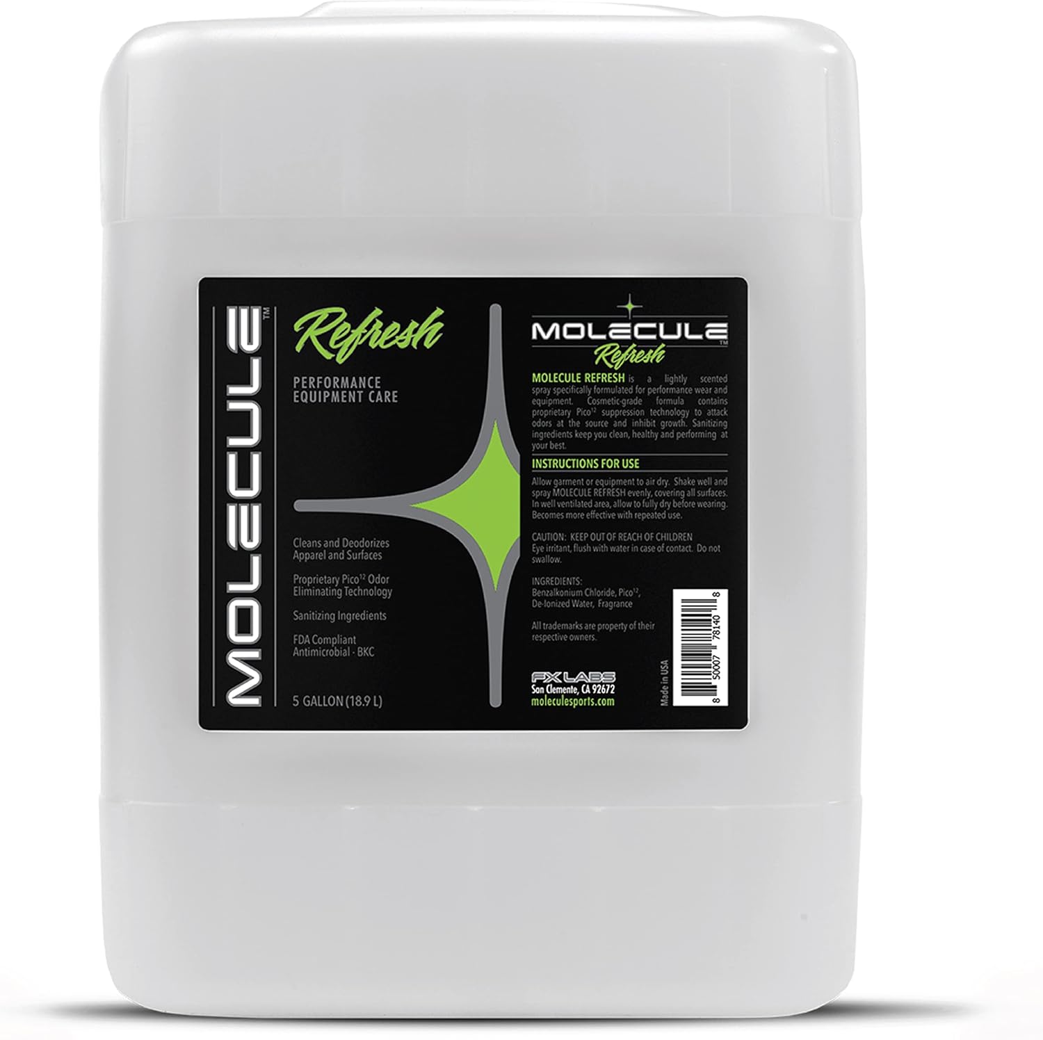 Molecule Refresh | Performance Apparel Care | Cleans and Deodorizes Racing Suites & Technical Fabrics | Signature Fresh Scent | 5 Gallon