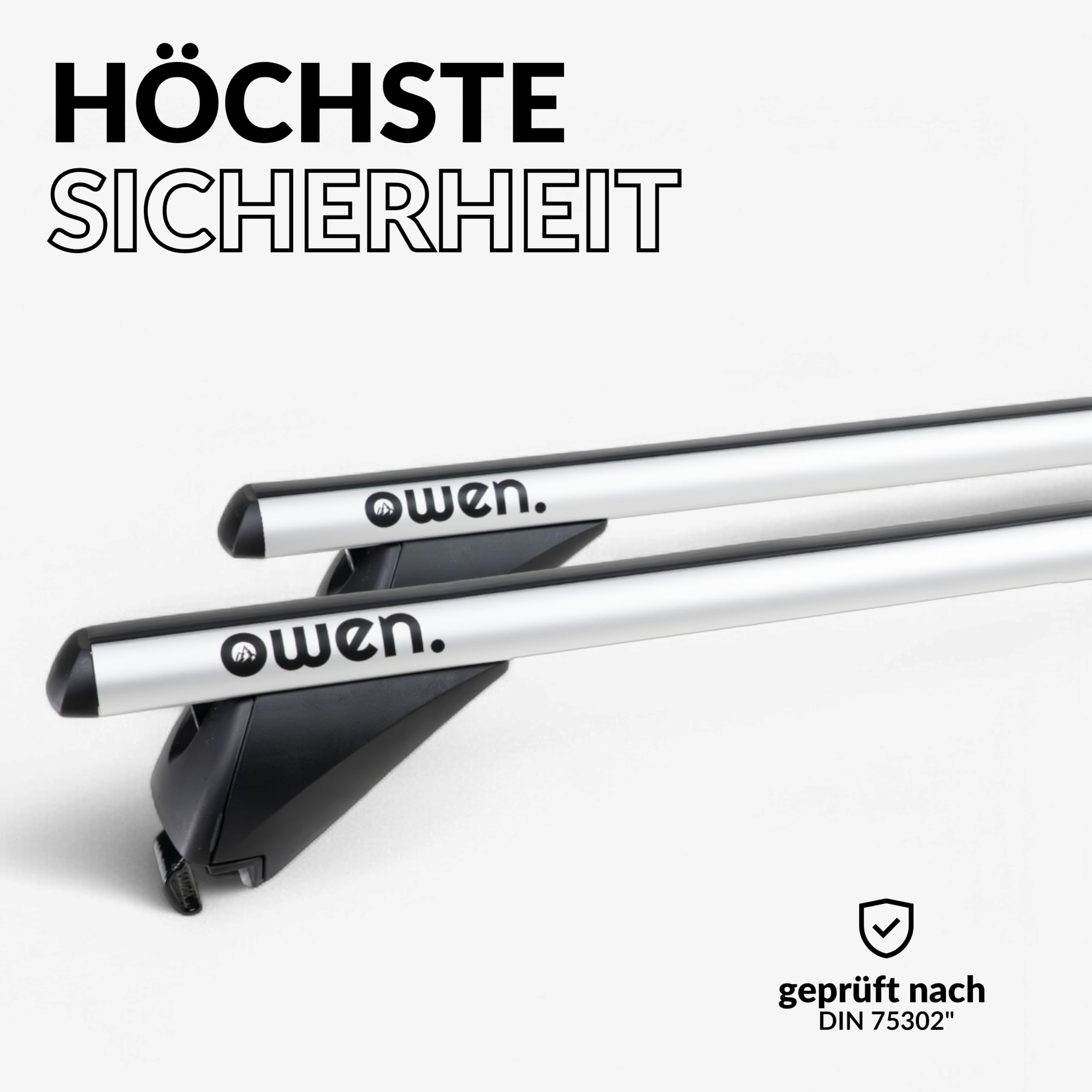 Owen 3.0 Auto Dachträger für geschlossene Reling 120cm | Alu Relingträger abschließbar aerodynamisch 90kg dynamisch | Querträger verstellbar 70-108cm | für Dachbox, Dachzelt