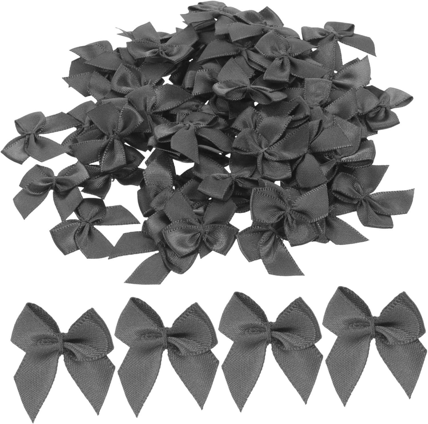 200Pcs Mini Polyester Bows for Crafts DIY Decoration Vibrant Miniature Bow Knots for Wrapping Hair Accessories Clothing Scrapbooking and Party Decor
