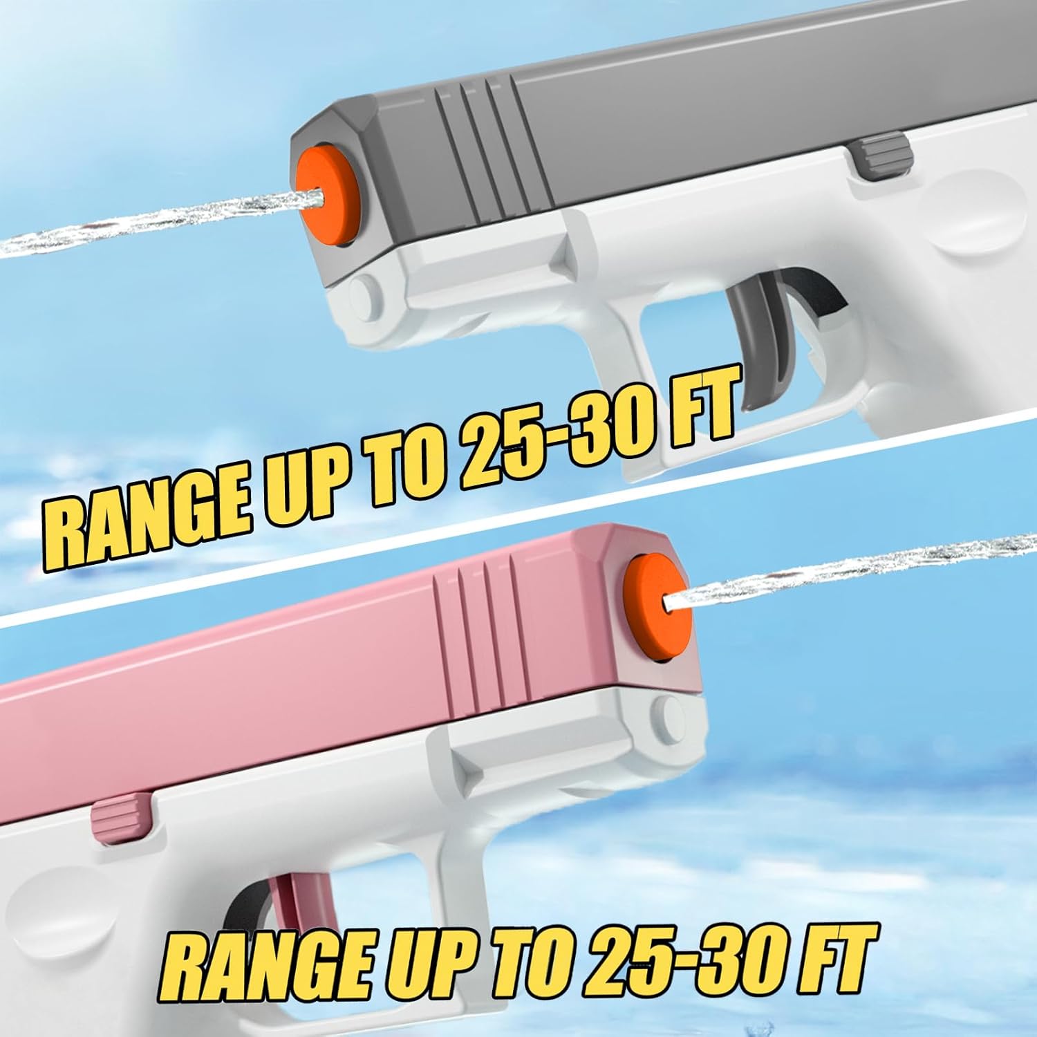 2 Pack Water Gun for Kids - Squirt Guns Water Blaster Soaker 100CC Capacity Water Pistol Toys for Boys Girls Toddlers, Ideal Summer Gifts for Swimming Pool Beach Outdoor Water Toy (Pink Gray)