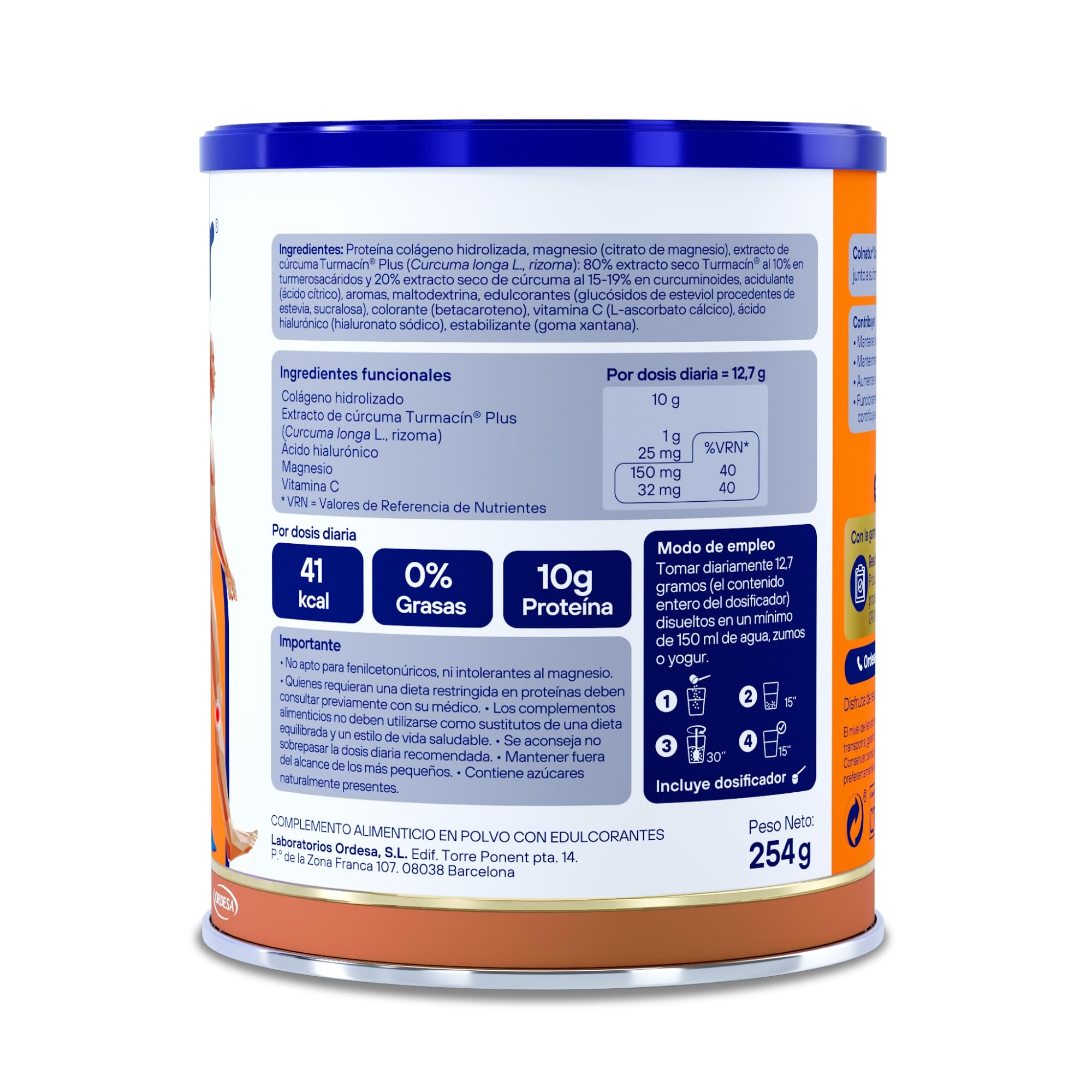 Colnatur Complex Cúrcuma Sabor Melocotón | 254g | Colágeno con Magnesio, Cúrcuma y Vitamina C para Músculos y Articulaciones