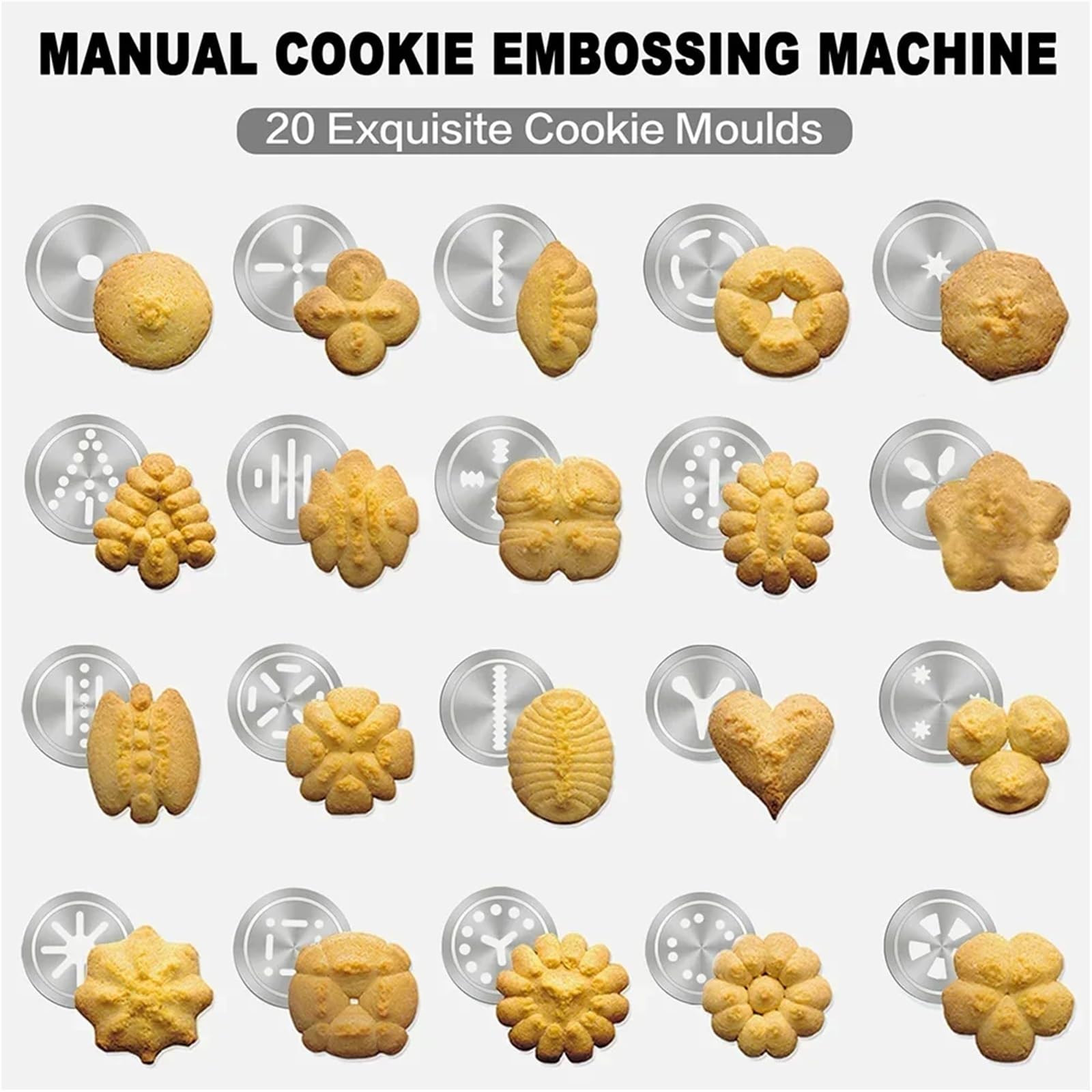 Ensemble de 20 pistolets à biscuits en acier inoxydable