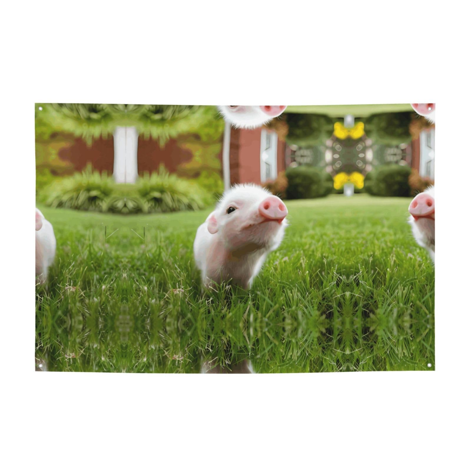 Bannières cochon coquin suspendues contre les murs vides en fête
