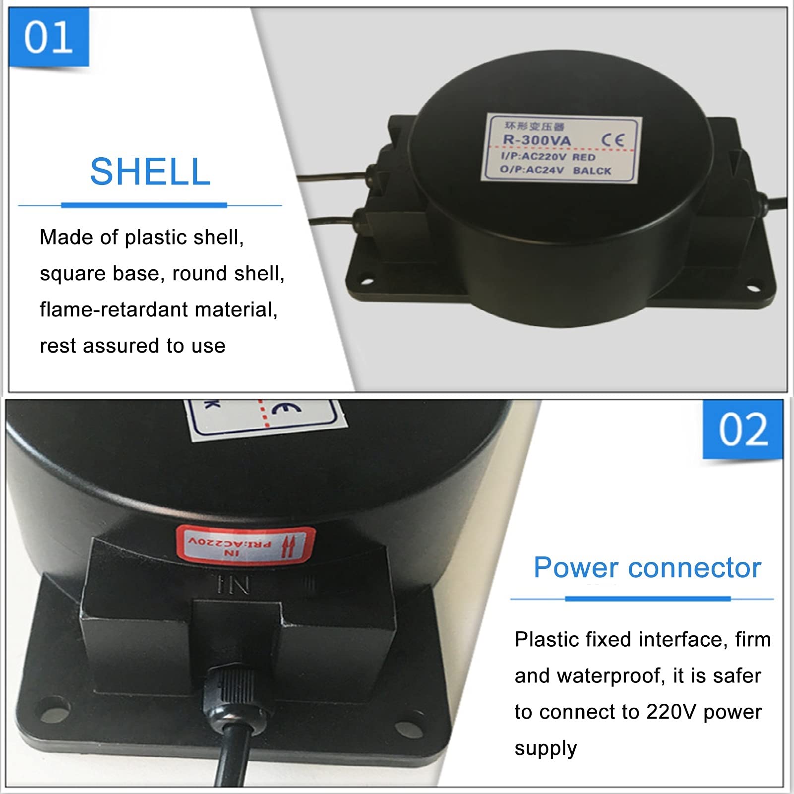 Fuente Piscina Impermeable, Transformador toroidal for Piscina, Transformador subacuático IP68, conversión CA 220V, Transformador CA 12V/24V (220v-AC24v,800w)