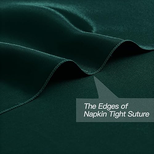 Miniatura 3 de P Pothuiny 12 servilletas de satén de color verde sedoso de 17 x 17 pulgadas, servilletas cuadradas lisas de tela de satén, servilletas de mesa para