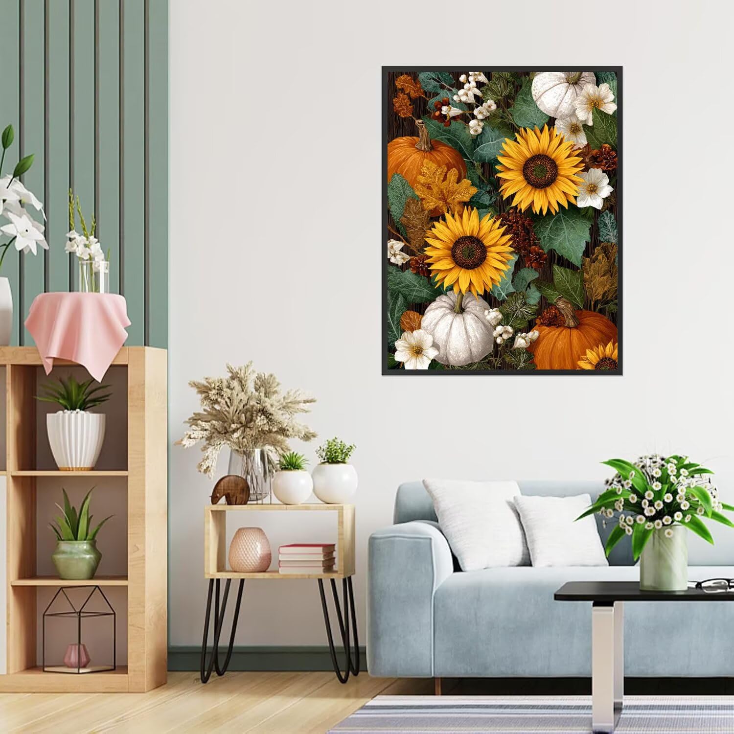 Dipingere con i Numeri Adulti Girosoli, zucca Dipingere con i Numeri Bambini DIY Kit, Set Premium con Pennelli, Decorazione Casa & Creativo Regalo di Compleanno, Attività di Tempo libero 70x95cm z-433