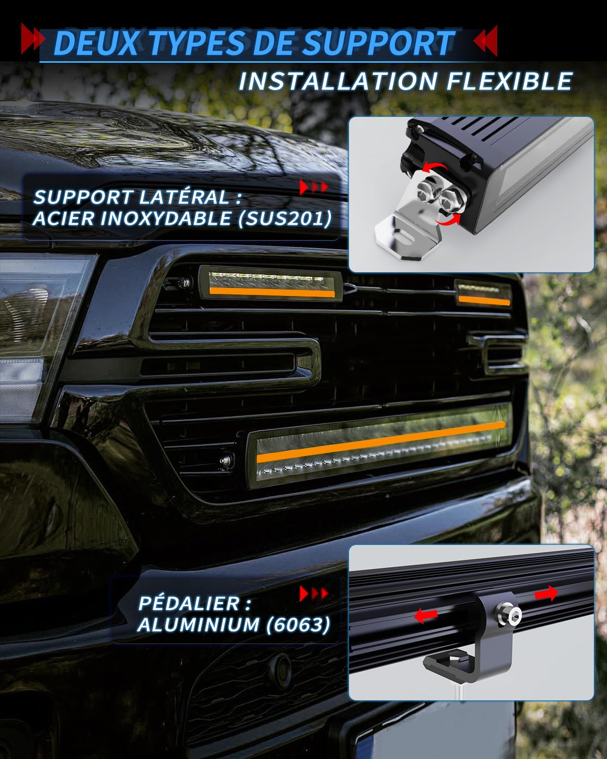 BraveWAY 21" 15000LM Barre LED avec DRL Anti-Éblouissement Projecteur Longue Portée Homologué ECE Rampe LED 4x4 Pour Tracteurs Agricoles Camions Caravanes Quad SSV avec Kit de Câblage