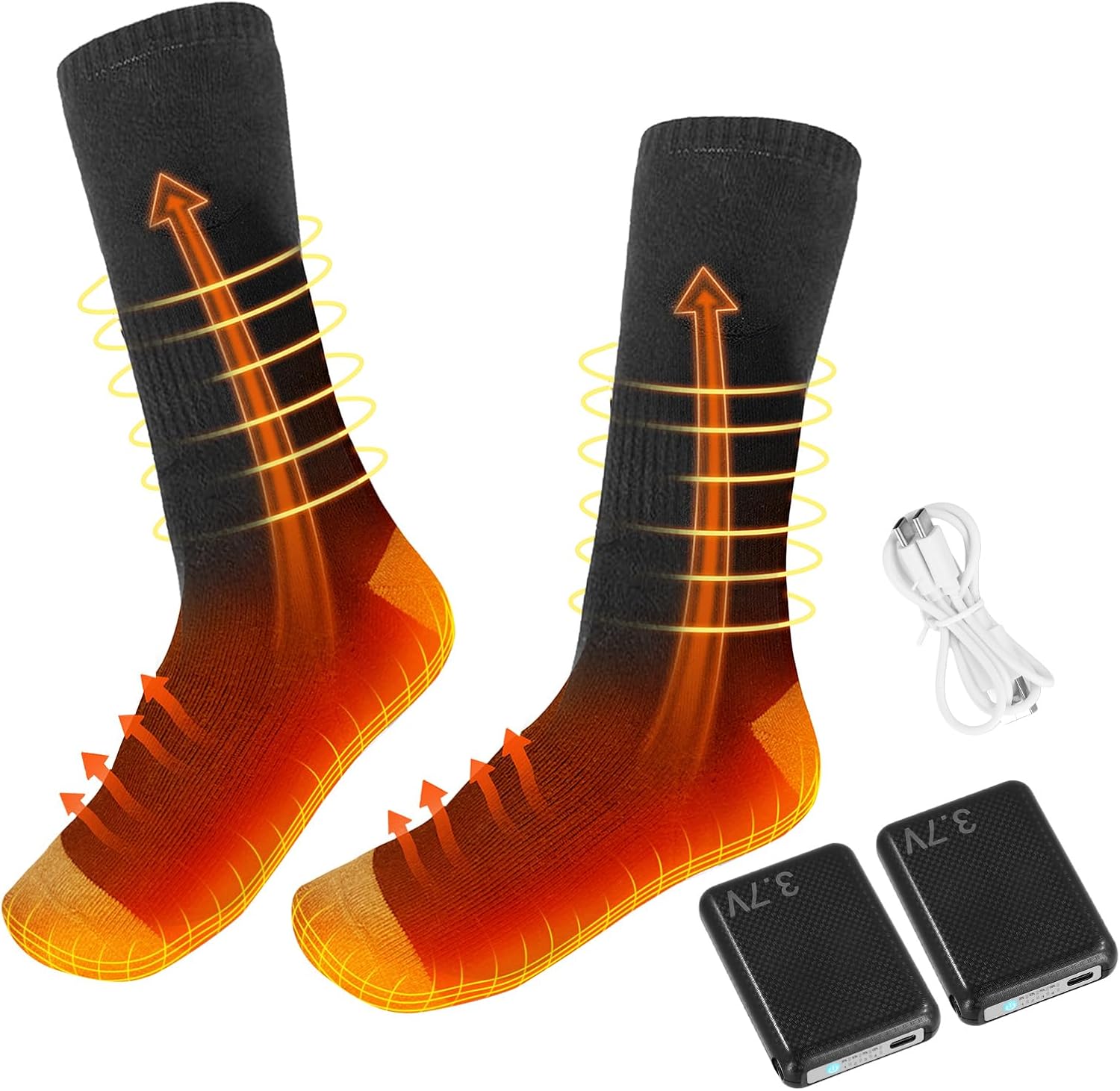 Heated Socks, Rechargeable Heated Socks for Men and Women, 3.7V 6000mAh
