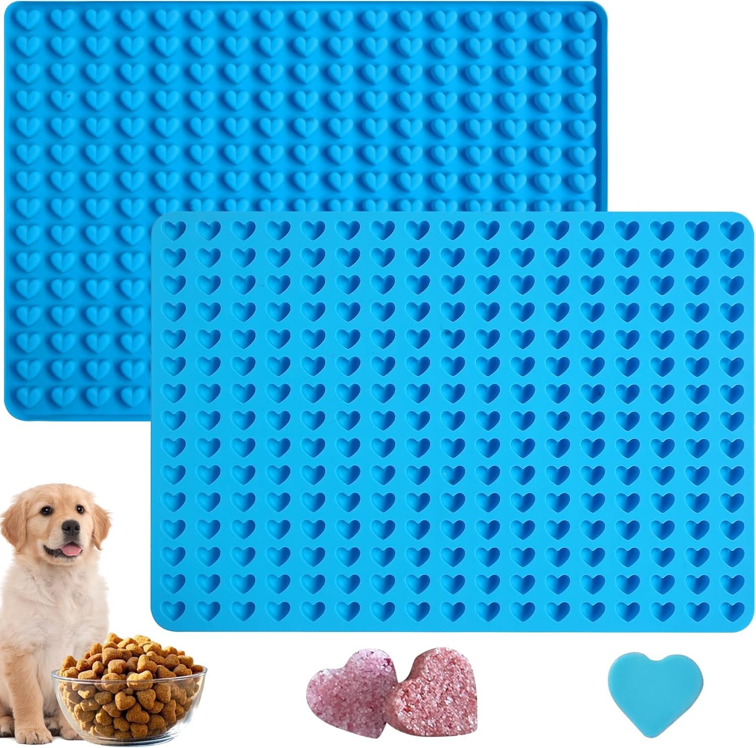 Mini Heart Shaped Silicone Mold 255 Cavity Heart Chocolate Molds for Chocolate Candy Wax Melts Gummies Ice Cubes Homemade Dog Training Treats Pet Food Mini Dog Treat Mold-image-19