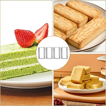 4 Pcs Rectangle Cookie Molds, Heavy Duty Steel Rectangle Biscuit Cutter Non-Stick Square Cookies Metal Moulds for Family Gatherings Baking