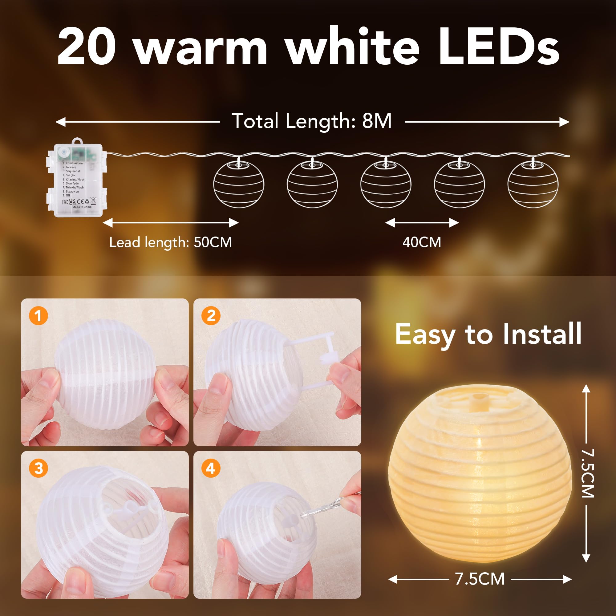 btfarm Lampions Lichtsnoer voor buiten, met stekker, 10 m, 25 led-lampions, voor buiten, weerbestendig, met timer, 8 modi, waterdicht, voor tuin, balkon, terras, binnenplaats, decoratie, warmwit btfarm Lampions Lichtsnoer voor buiten, met stekker, 10 m, 25 led-lampions, voor buiten, weerbestendig, met timer, 8 modi, waterdicht, voor tuin, balkon, terras, binnenplaats, decoratie, warmwit