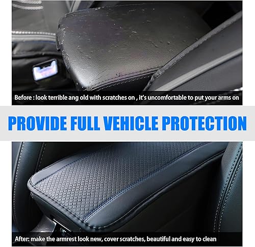 Miniatura 4 de GKmow 1 alfombrilla universal para caja de reposabrazos Four Seasons, 12.5 x 7.4 pulgadas, en relieve de cuero de fibra, antideslizante, funda de