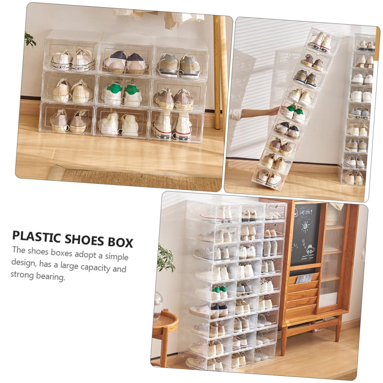 Gatuida 6 Pcs Caja de Zapatos Apilable Estuche para Zapatos Cajones Transparentes de Plástico Almacenamiento en Casa Seguro y Práctico