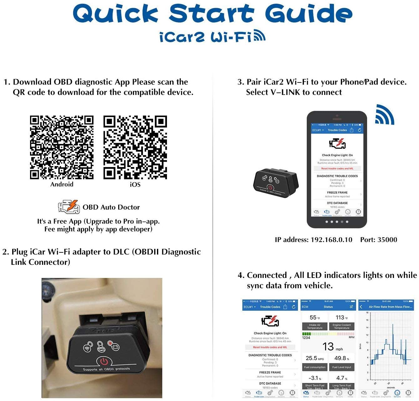 Amazon.com: Vgate iCar2 Wi-Fi Adapter OBD2 Scanner Scan Tools